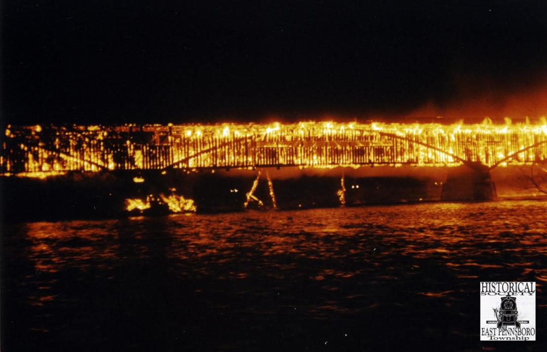 Oyster Mill Bridge on Fire